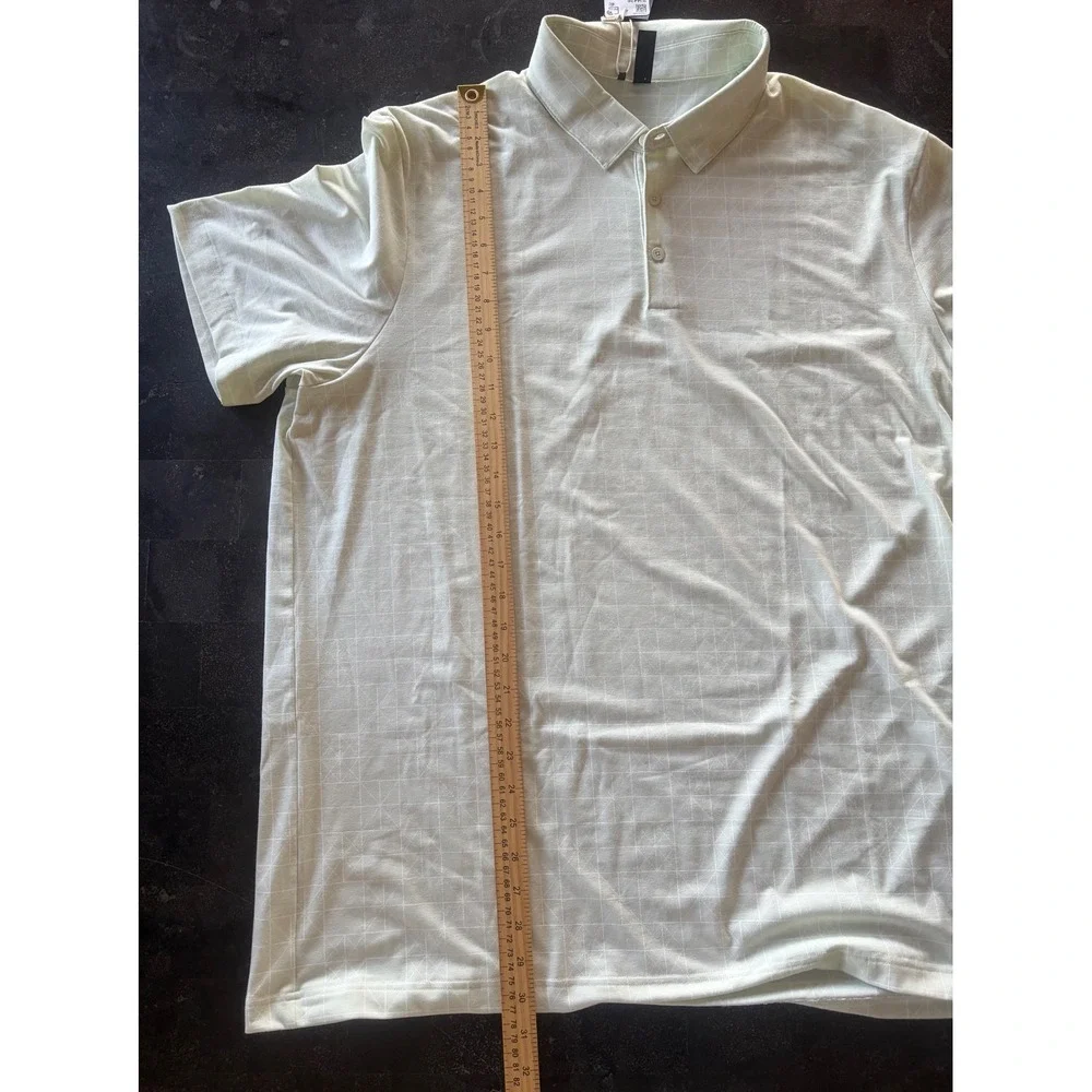 Adidas Mens XL Golf Polo Shirt Mint Green Geometric Grid Pattern NWT Stretch